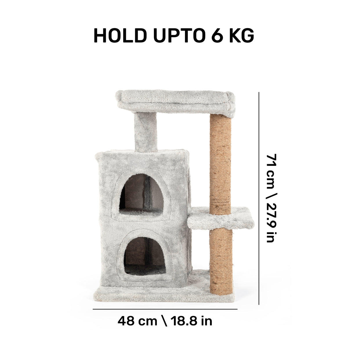 HUFT Purrfect Hideout Multipurpose Cat Tree - Grey & Beige