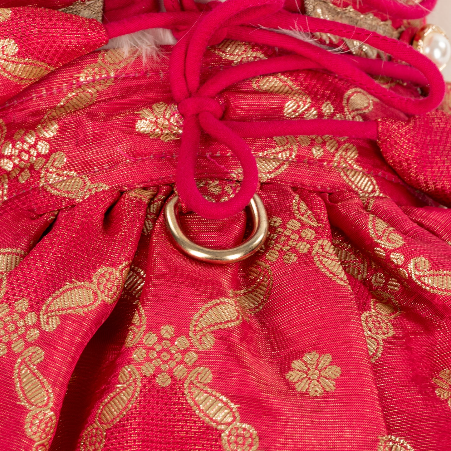 HUFT Customised Gulabi Zari Paws Brocade Lehenga Choli Set For Dog - Pink