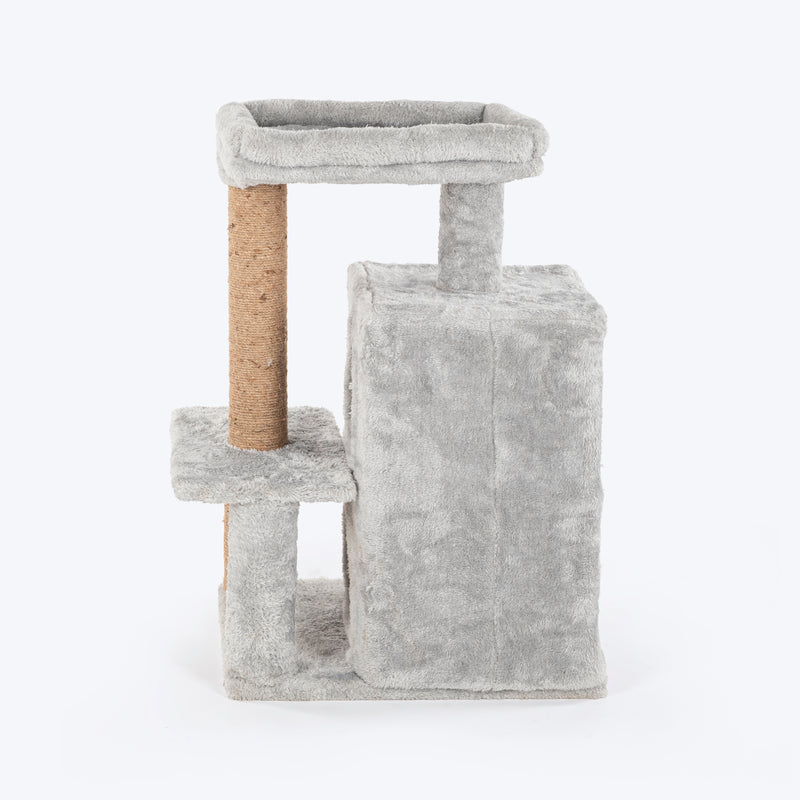 HUFT Purrfect Hideout Multipurpose Cat Tree - Grey & Beige