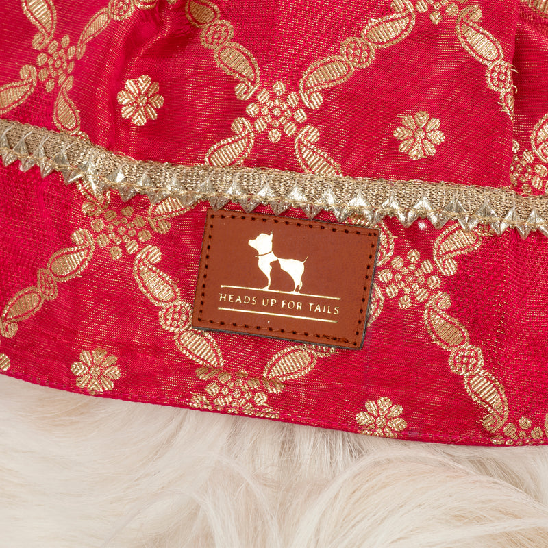 HUFT Customised Gulabi Zari Paws Brocade Lehenga Choli Set For Dog - Pink (As requested by Arpita) - Heads Up For Tails