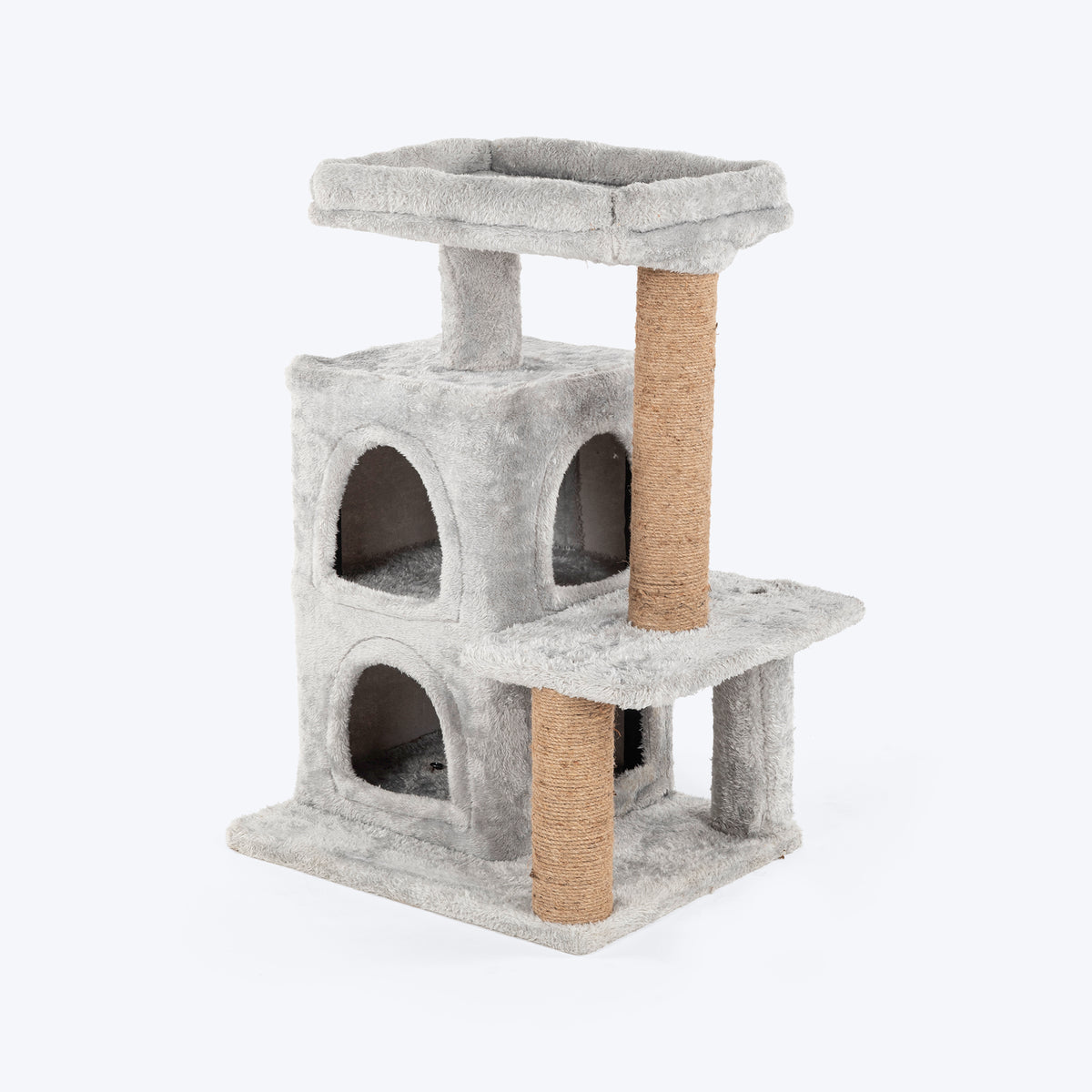 HUFT Purrfect Hideout Multipurpose Cat Tree - Grey & Beige