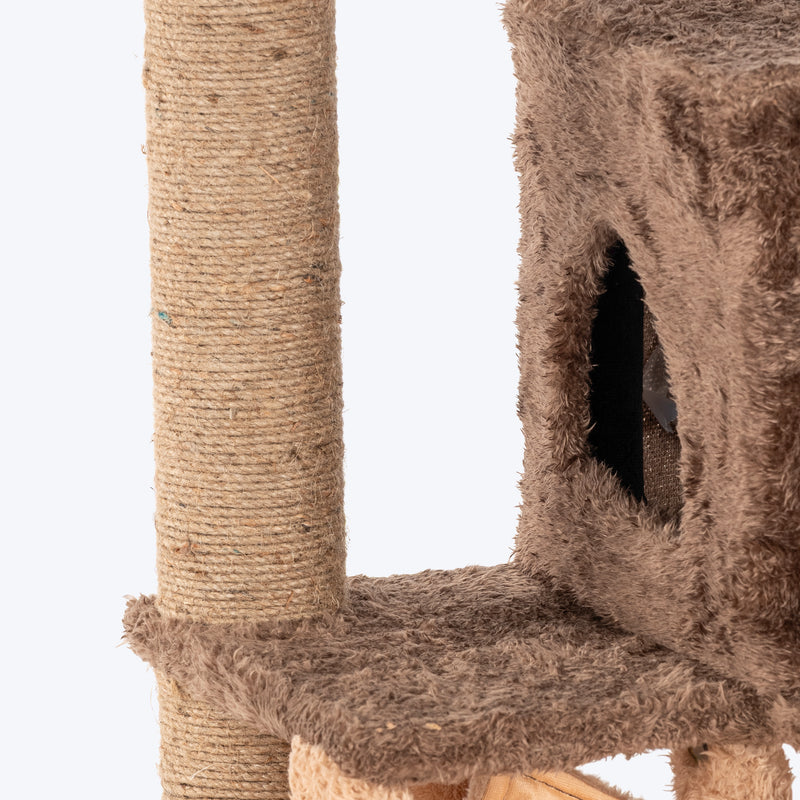 HUFT Purrfect Playhouse Multipurpose Cat Tree - Brown & Beige