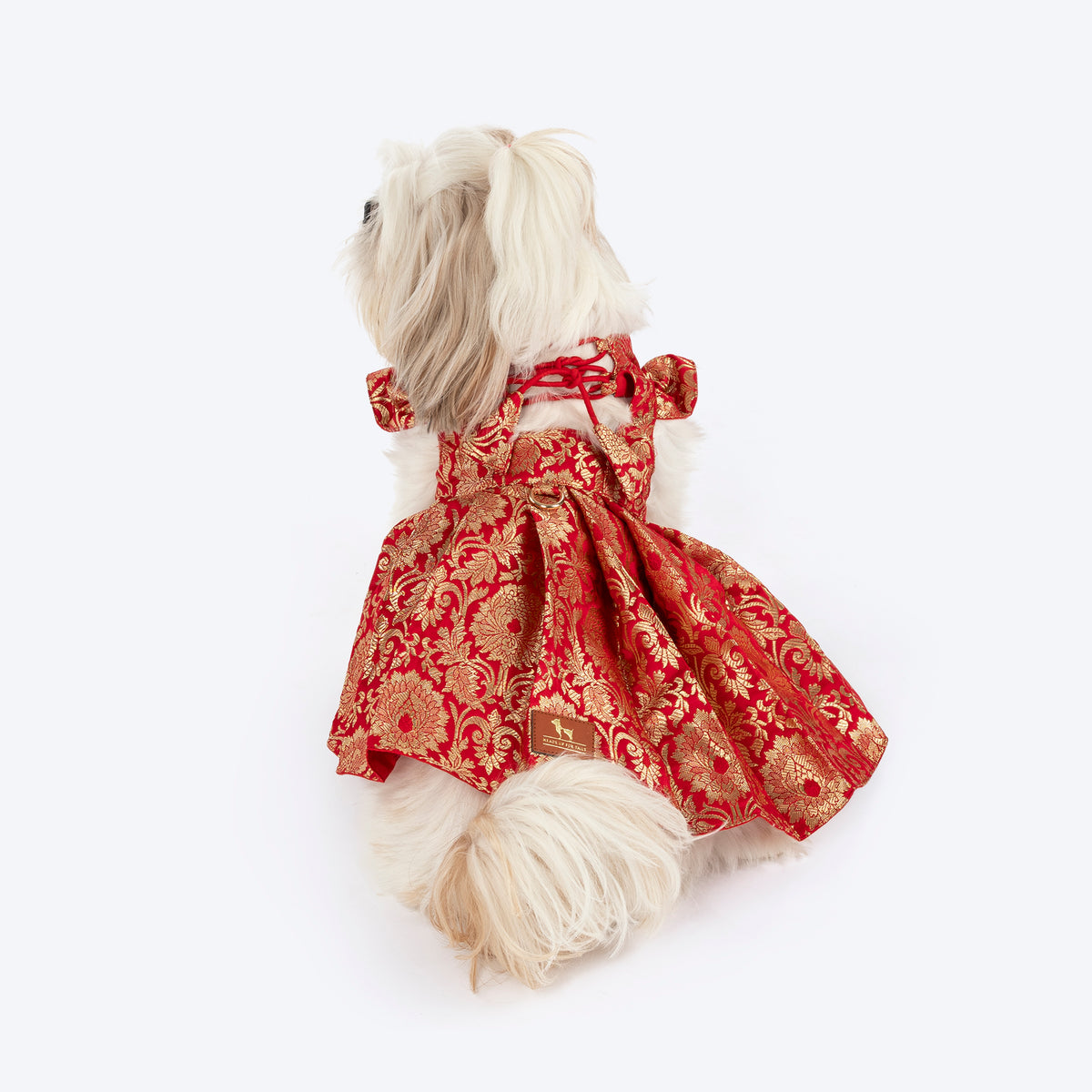 HUFT Customised Sona Sitara Brocade Lehenga Dress For Dog & Cat - Red - Heads Up For Tails
