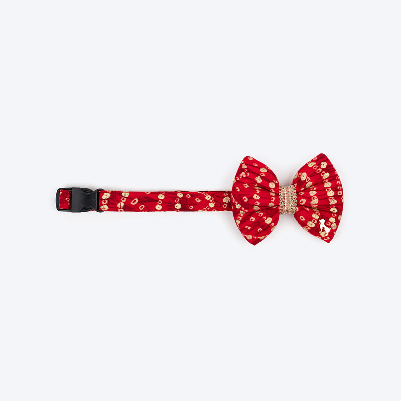 HUFT Super Sitara Bow Tie With Strap For Dog - Red - Heads Up For Tails