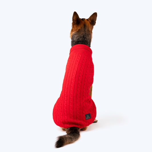 HUFT Cable Knit Sweater For Dog - Red