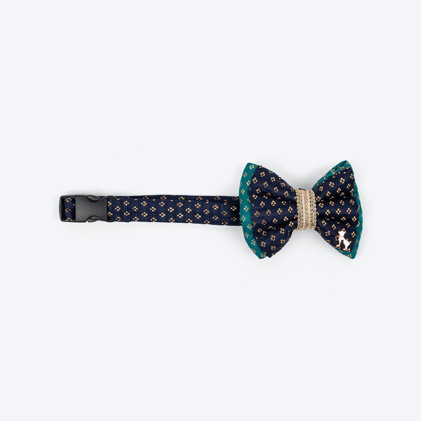 HUFT Shahi Paws Bow Tie With Strap For Dog - Blue & Green - Heads Up For Tails
