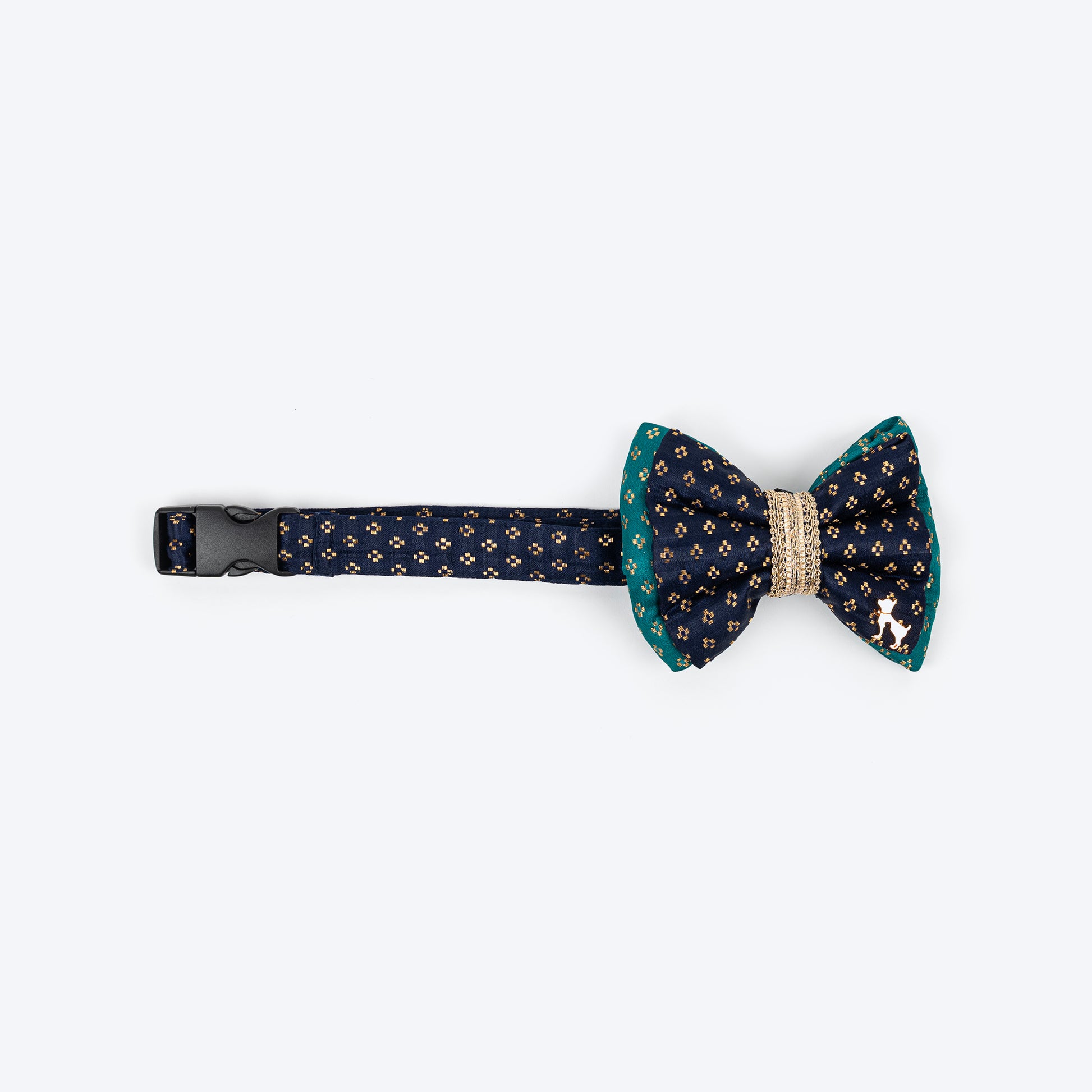 HUFT Shahi Paws Bow Tie With Strap For Dog - Blue & Green - Heads Up For Tails