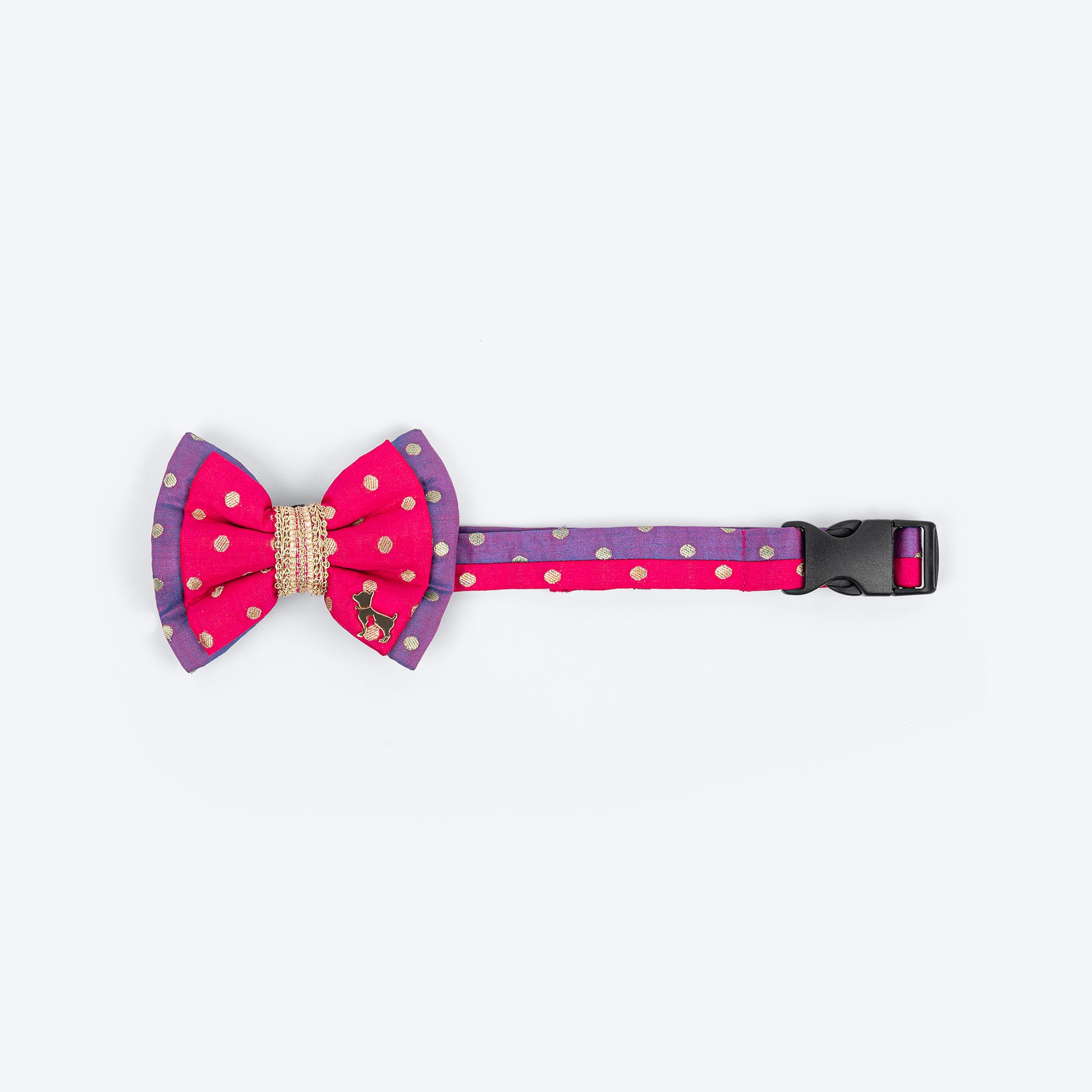 HUFT Desi Glam Bow Tie With Strap For Dog - Pink & Purple - Heads Up For Tails