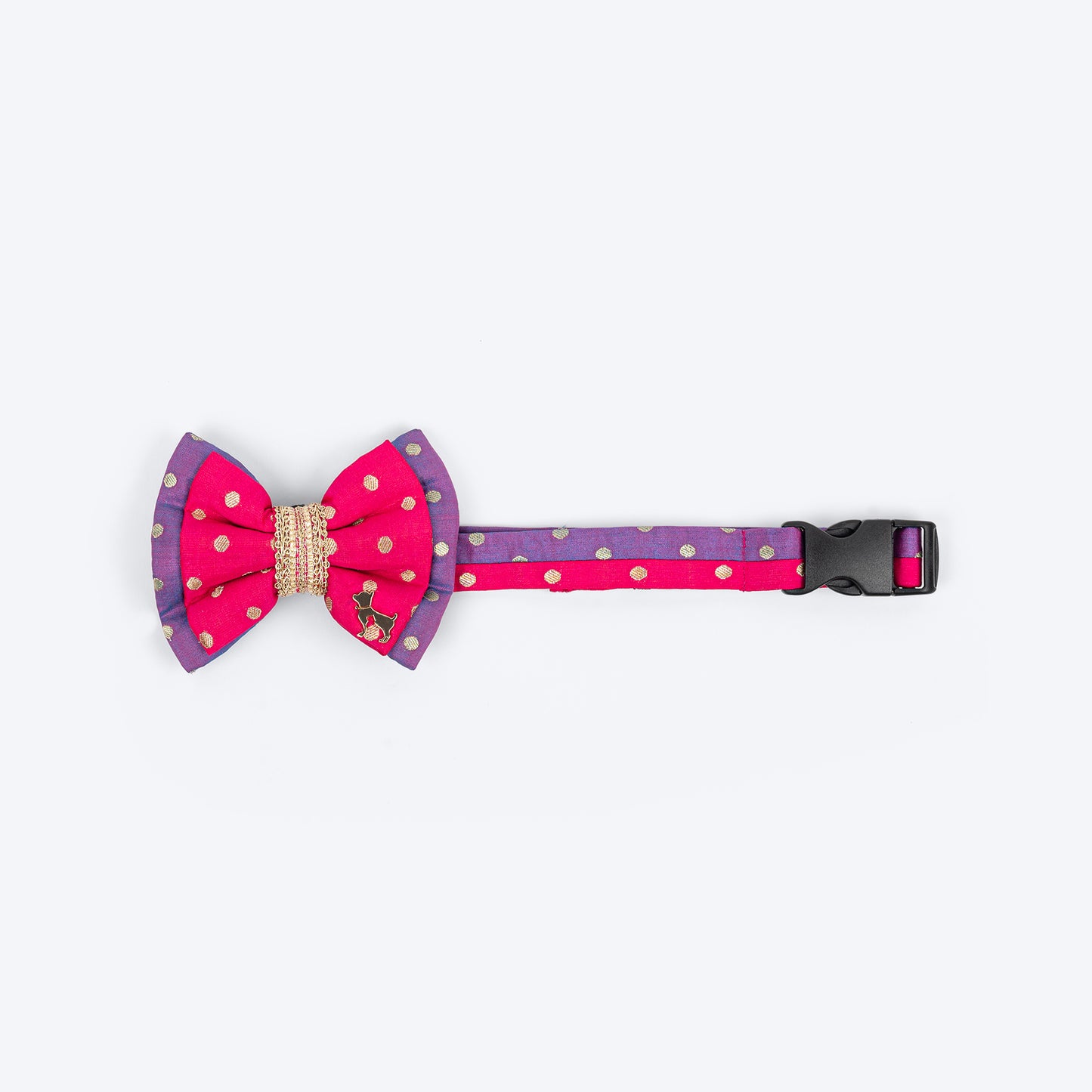 HUFT Desi Glam Bow Tie With Strap For Dog - Pink & Purple