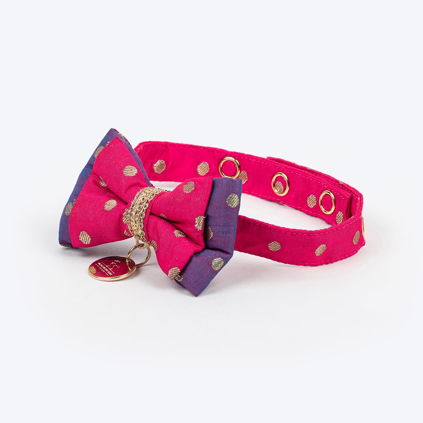 HUFT Desi Glam Bow Tie With Strap For Cat - Pink & Purple - Heads Up For Tails