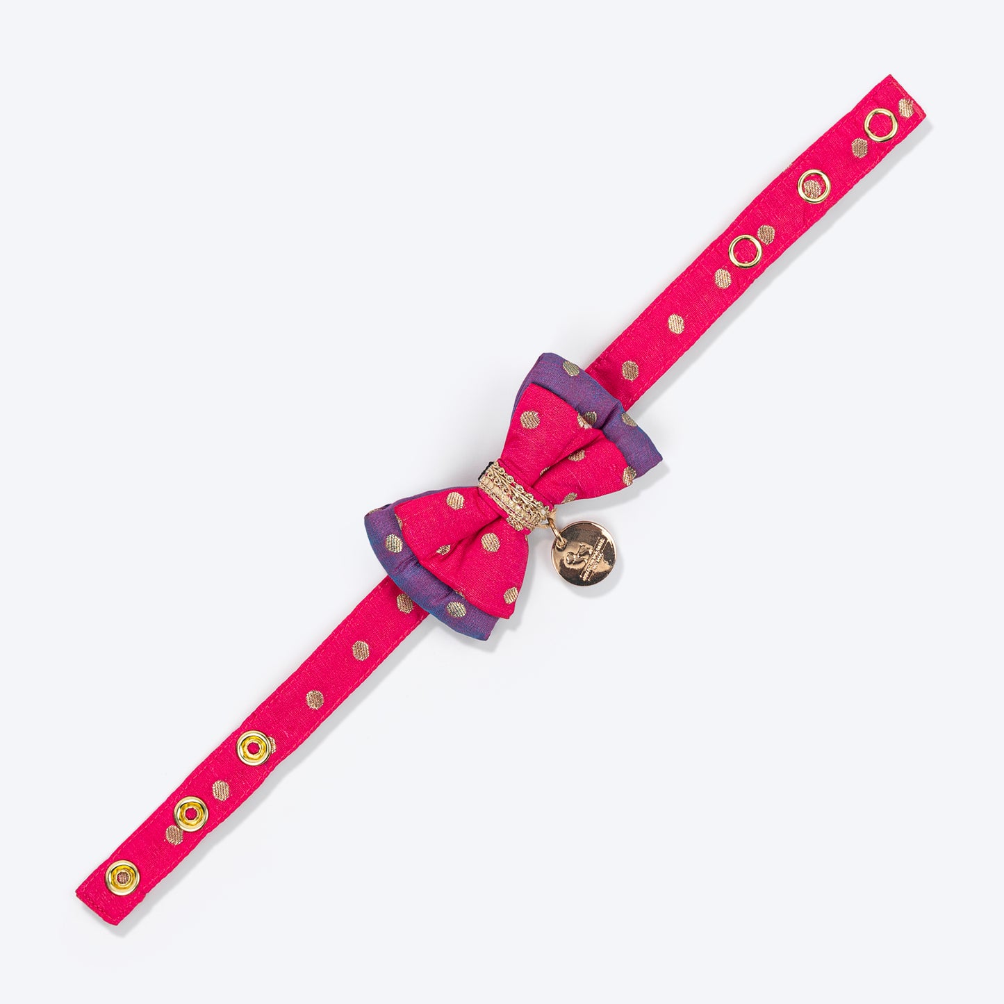 HUFT Desi Glam Bow Tie With Strap For Cat - Pink & Purple - Heads Up For Tails