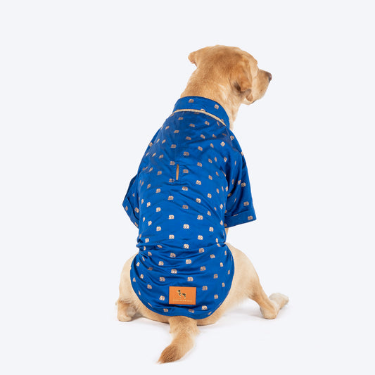 HUFT Royal Elephant Brocade Kurta For Dog - Navy Blue