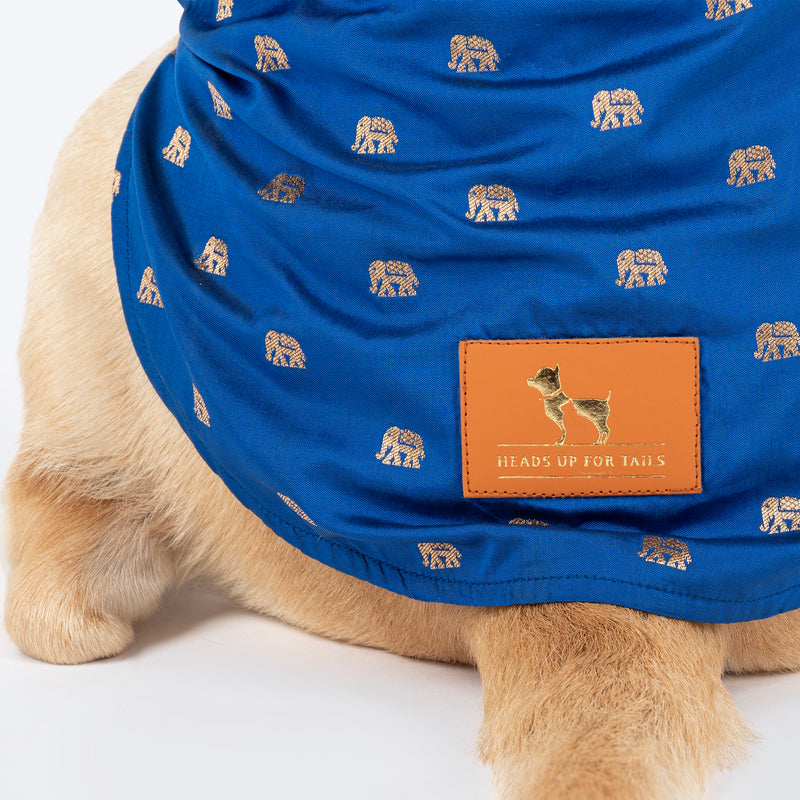 HUFT Royal Elephant Brocade Kurta For Dog - Navy Blue - Heads Up For Tails