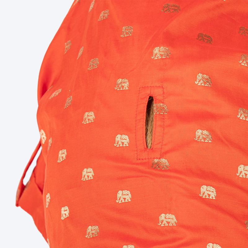 HUFT Royal Elephant Brocade Kurta For Dog - Orange - Heads Up For Tails