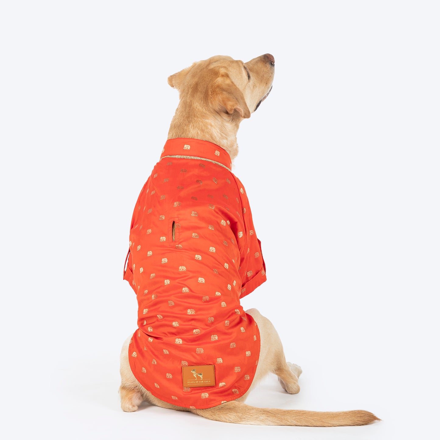 HUFT Royal Elephant Brocade Kurta For Dog - Orange