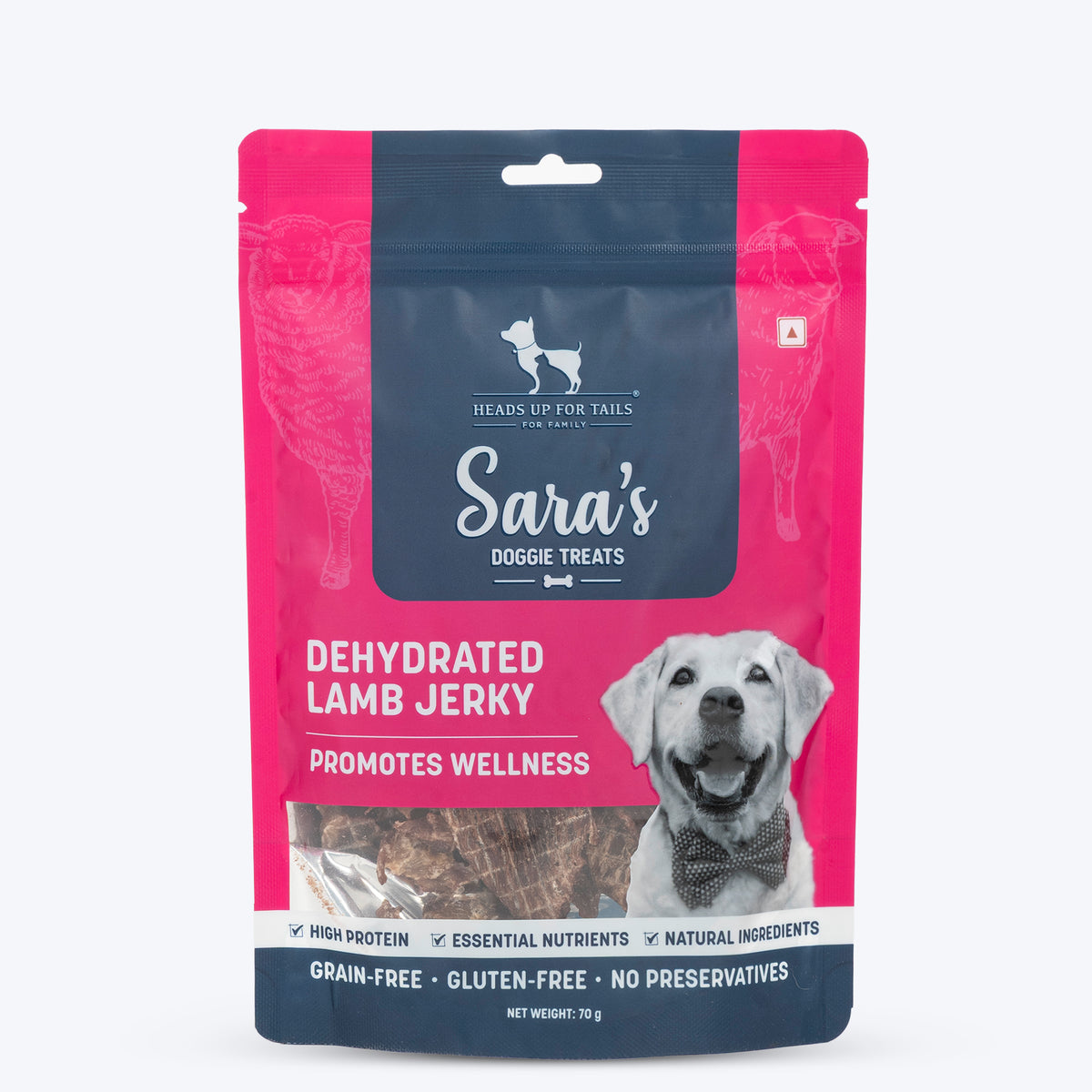 Sara's Dehydrated Lamb Jerky Dog Treats Single-Ingredient 70g