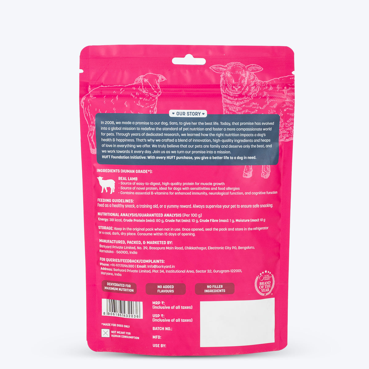 Sara's Dehydrated Lamb Jerky Dog Treats Single-Ingredient 70g