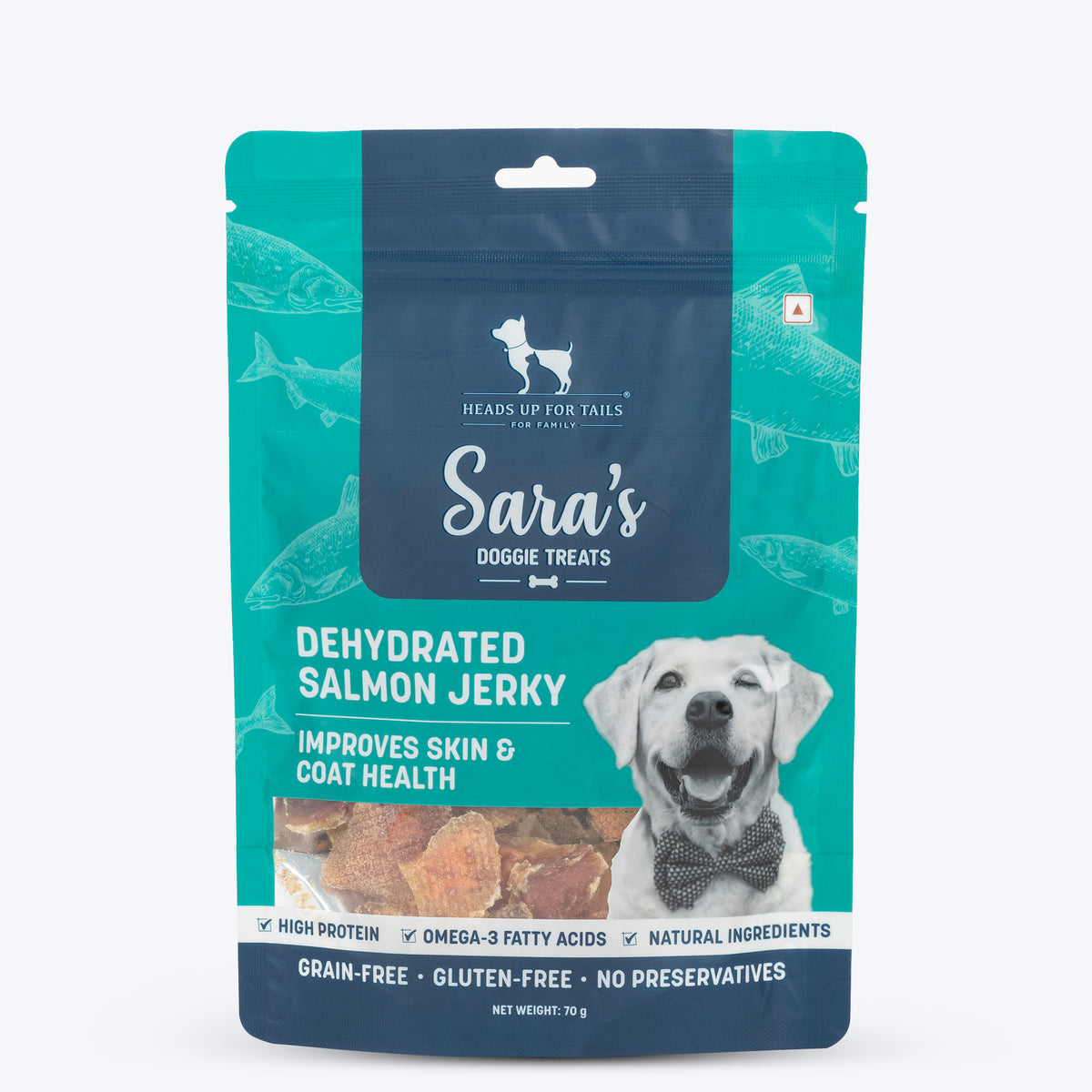 Sara's Doggie Treats Dehydrated Salmon Jerky Treats - 70 gm, Grain-Free, High-Protein, Omega-3 Rich