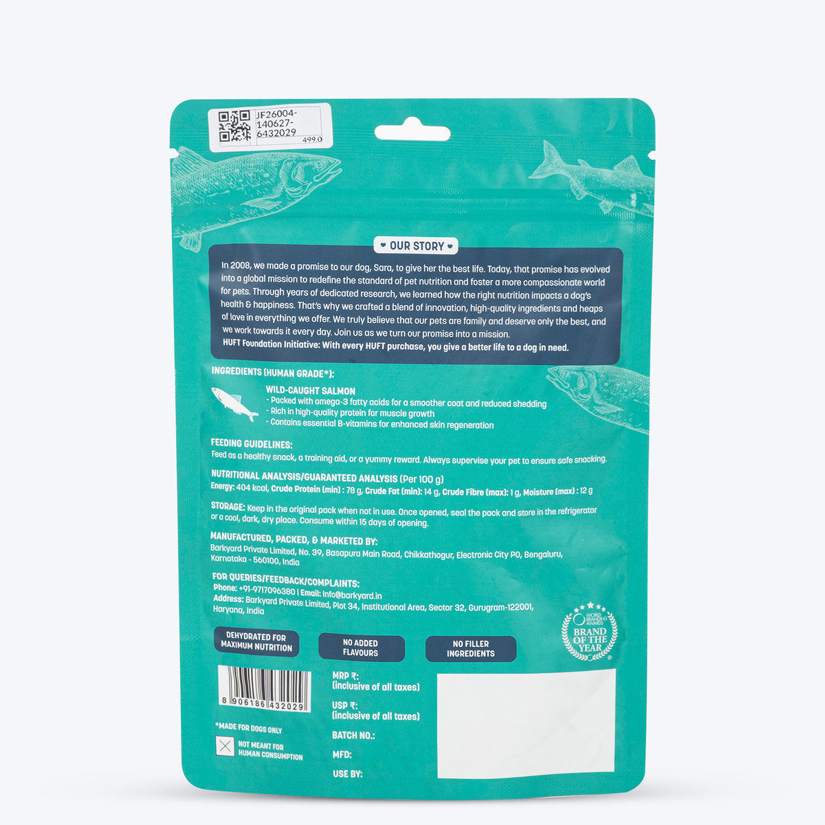 Sara's Dehydrated Salmon Jerky Dog Treats Grain-Free 70g