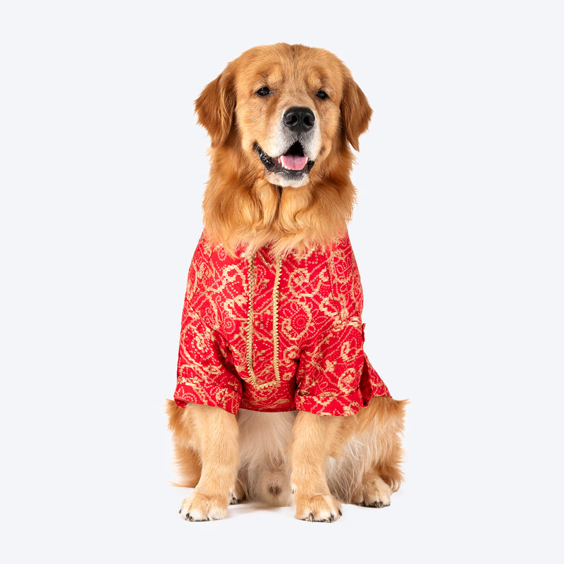 HUFT Festive Bliss Kurta For Dog - Red - Heads Up For Tails