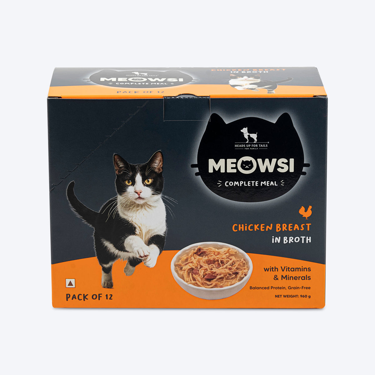 Meowsi by HUFT Chicken Breast in Broth Cat Wet Food, 80 gm, with vitamins and minerals, balanced protein, grain-free.