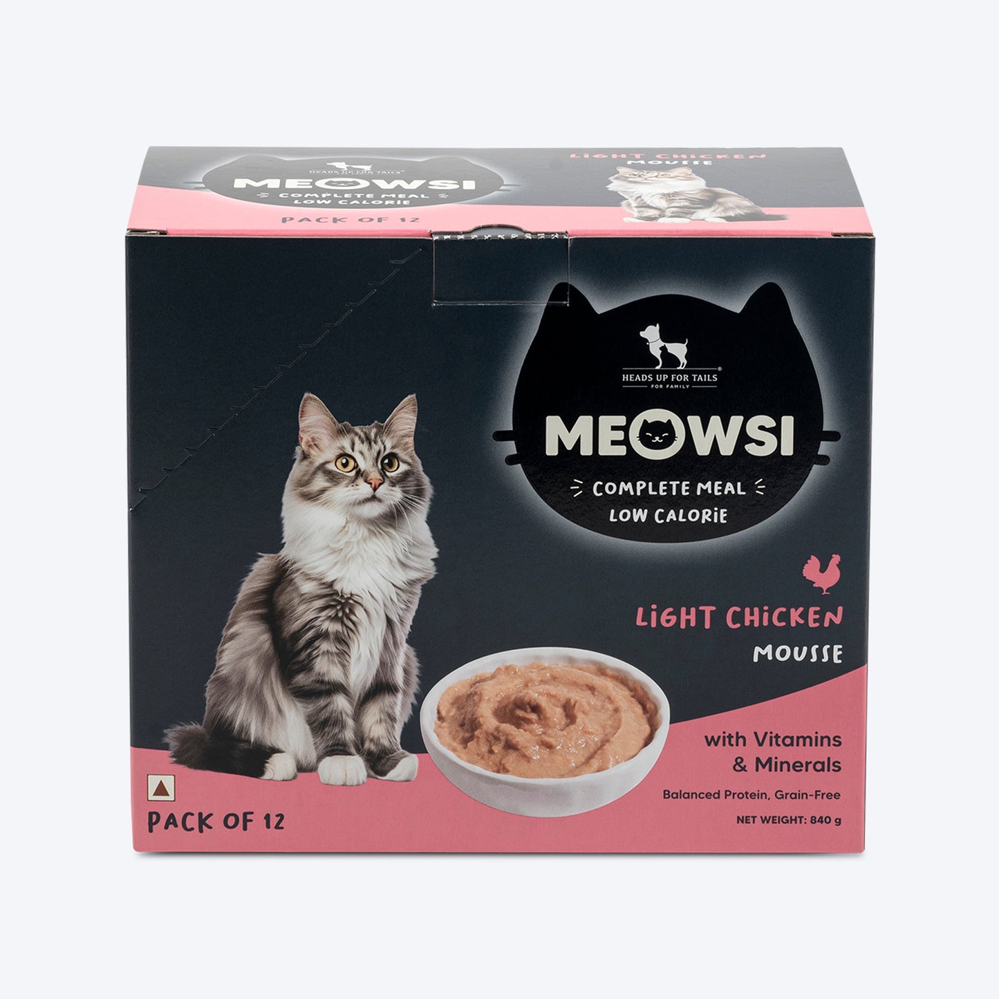 Meowsi by HUFT Low Calorie Light Chicken Mousse Wet Food For Cat Tray - 70 gm