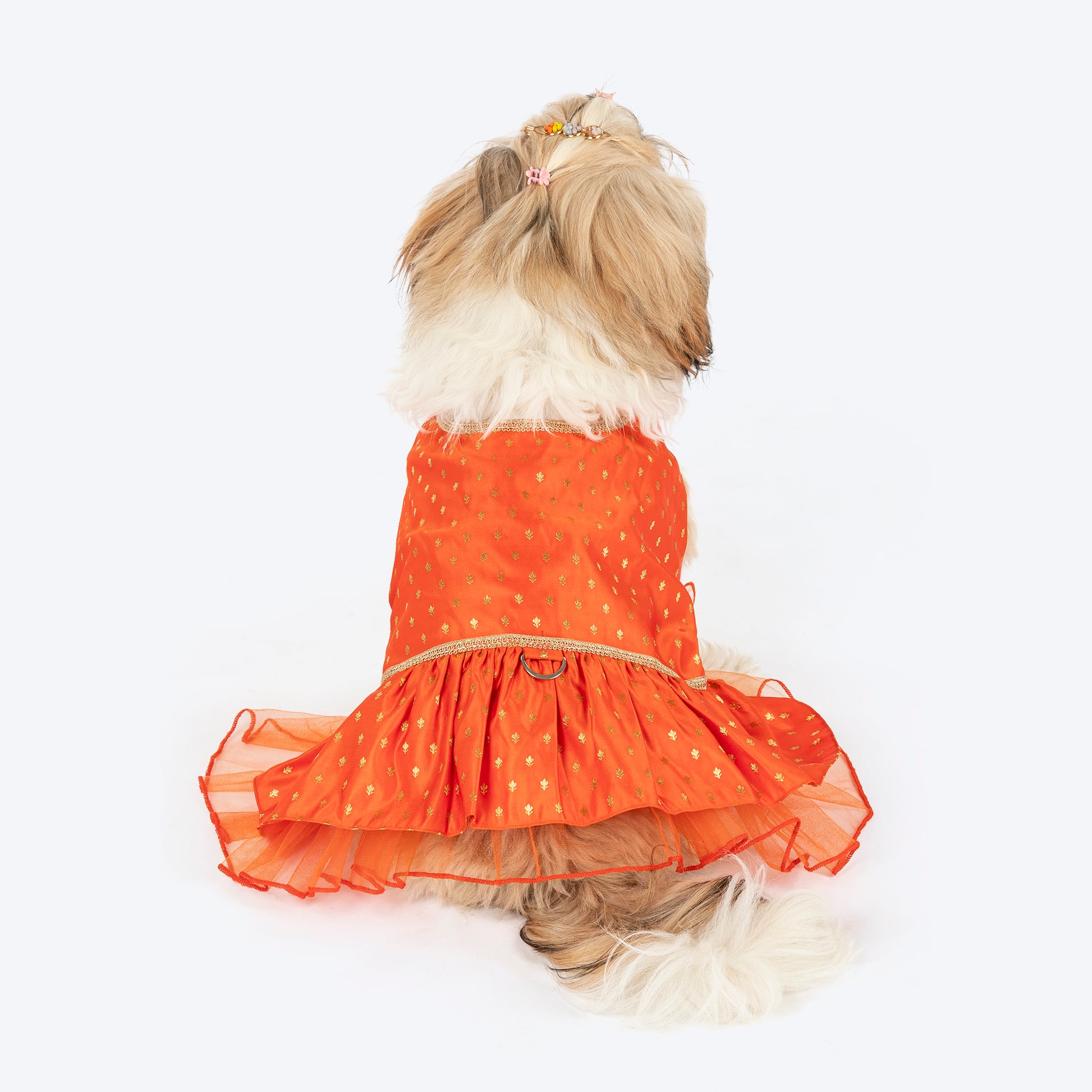 HUFT Desi Dazzle Dress For Dog - Orange - Heads Up For Tails
