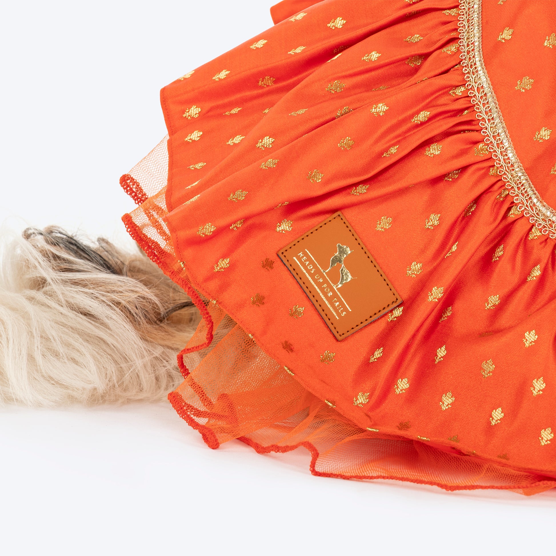 HUFT Desi Dazzle Dress For Dog - Orange - Heads Up For Tails