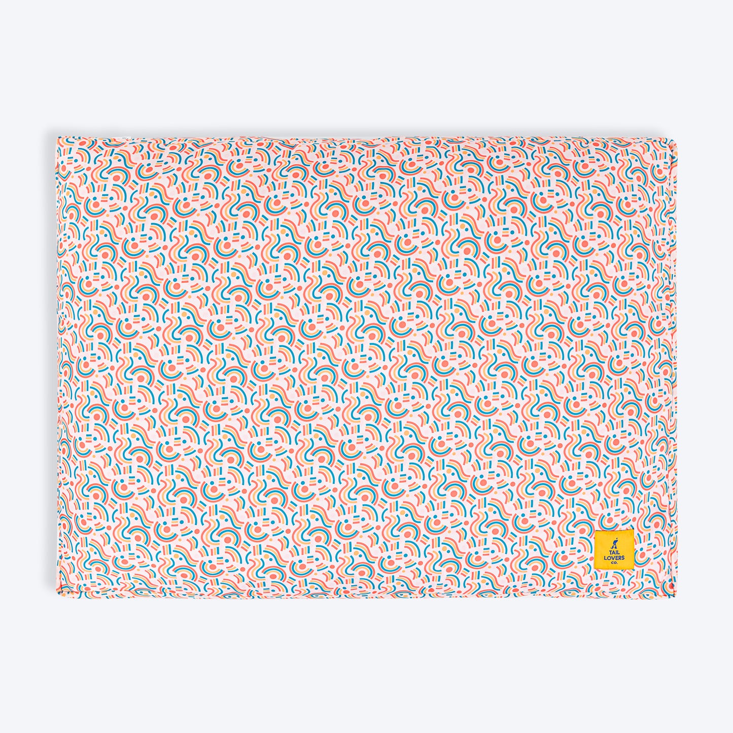 TLC Abstract Doodle Flat Haven Bed For Dog - Beige - Heads Up For Tails