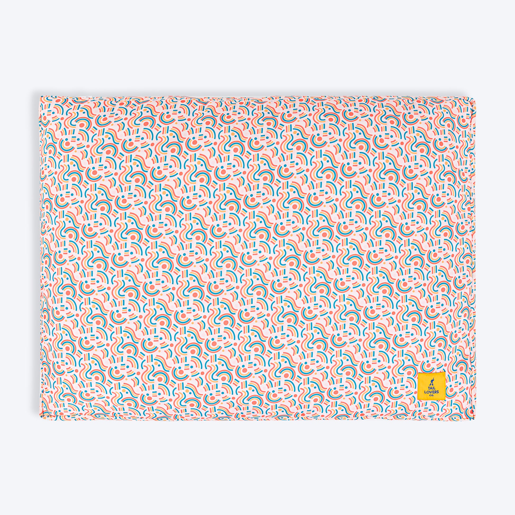 TLC Abstract Doodle Flat Haven Bed For Dog - Beige - Heads Up For Tails