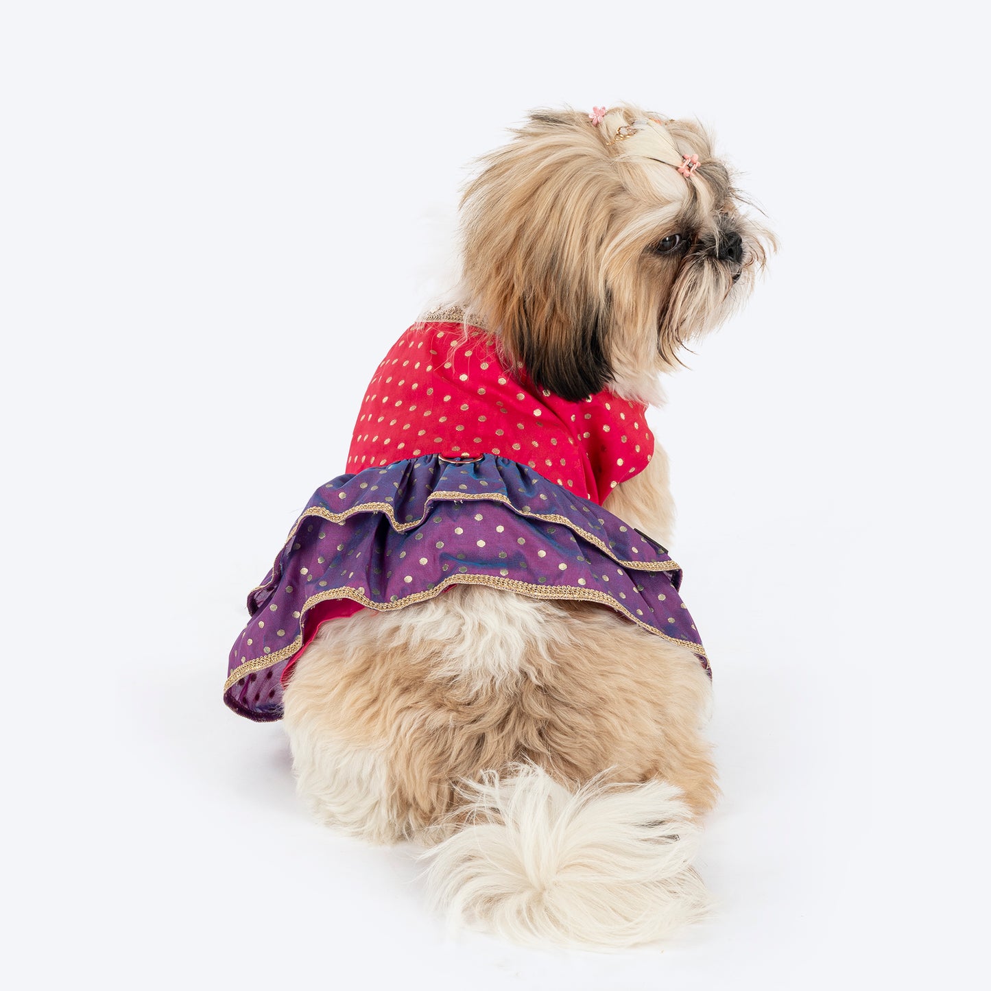 HUFT Desi Glam Dress For Dog - Pink & Purple
