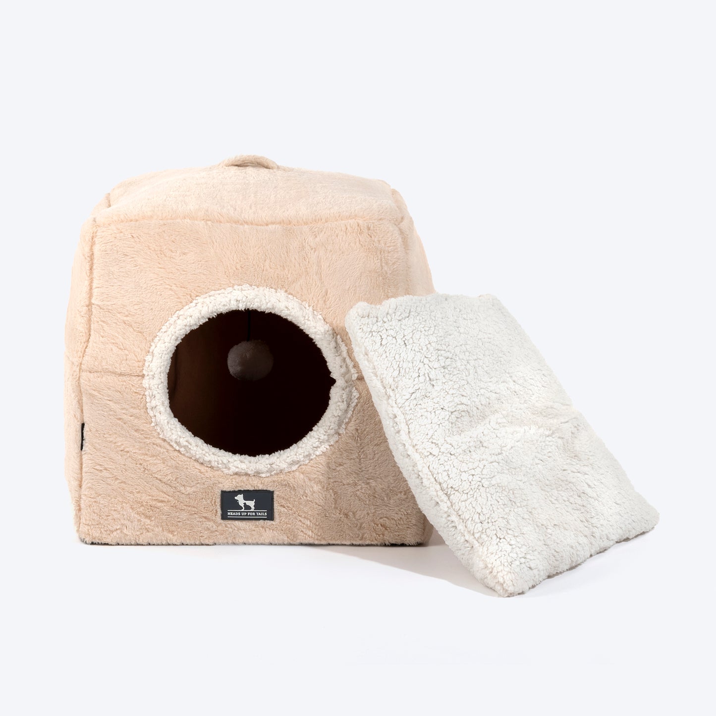 HUFT Furbulous Tent Bed For Cat - Beige & White