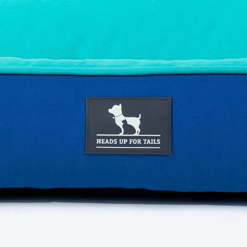 HUFT Classic Lounger Dog Bed - Blue & Turquoise - Heads Up For Tails