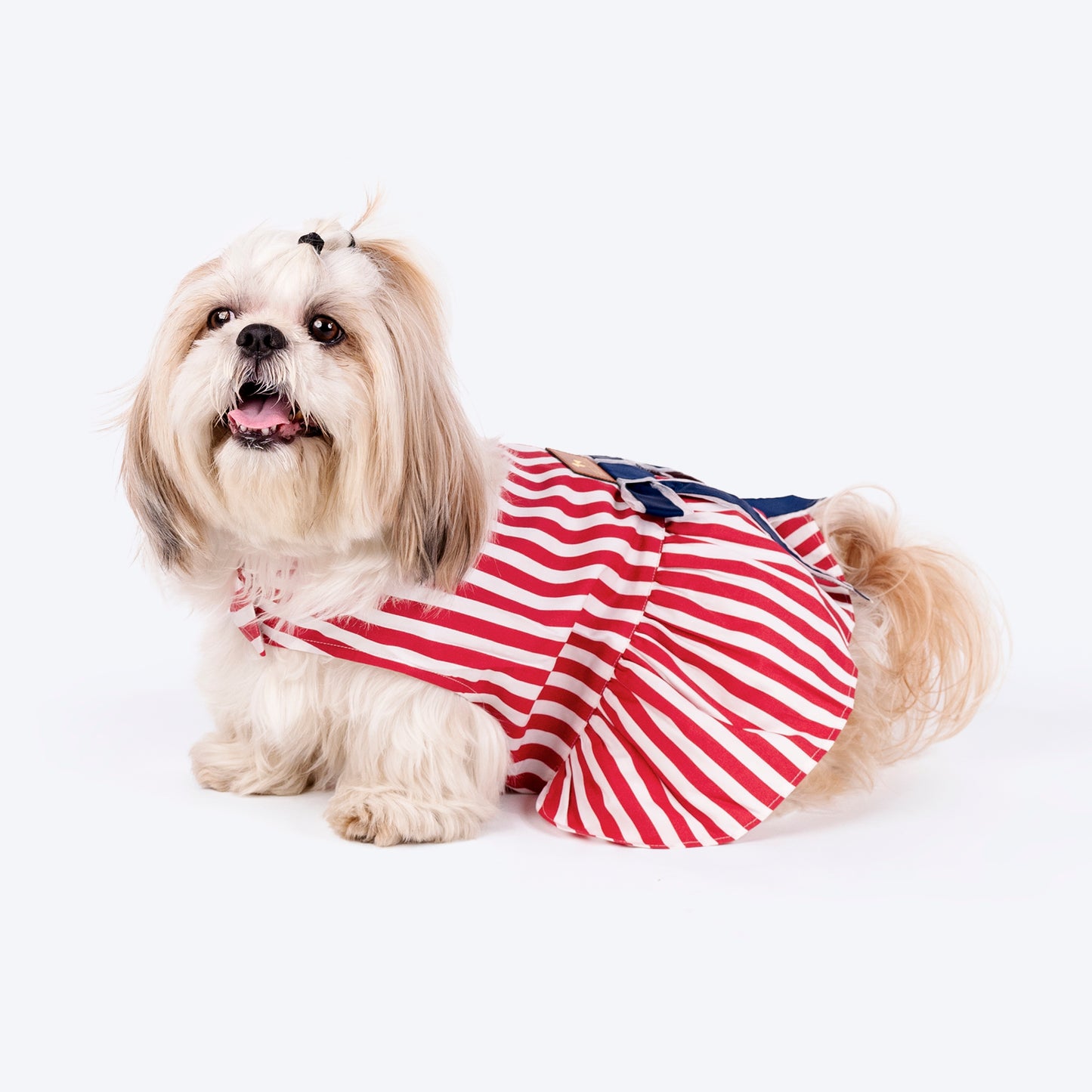 HUFT Printed Cotton Stripe Dress For Dog - Red - Heads Up For Tails