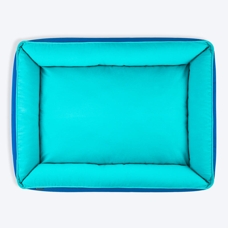 HUFT Classic Lounger Dog Bed - Blue & Turquoise - Heads Up For Tails