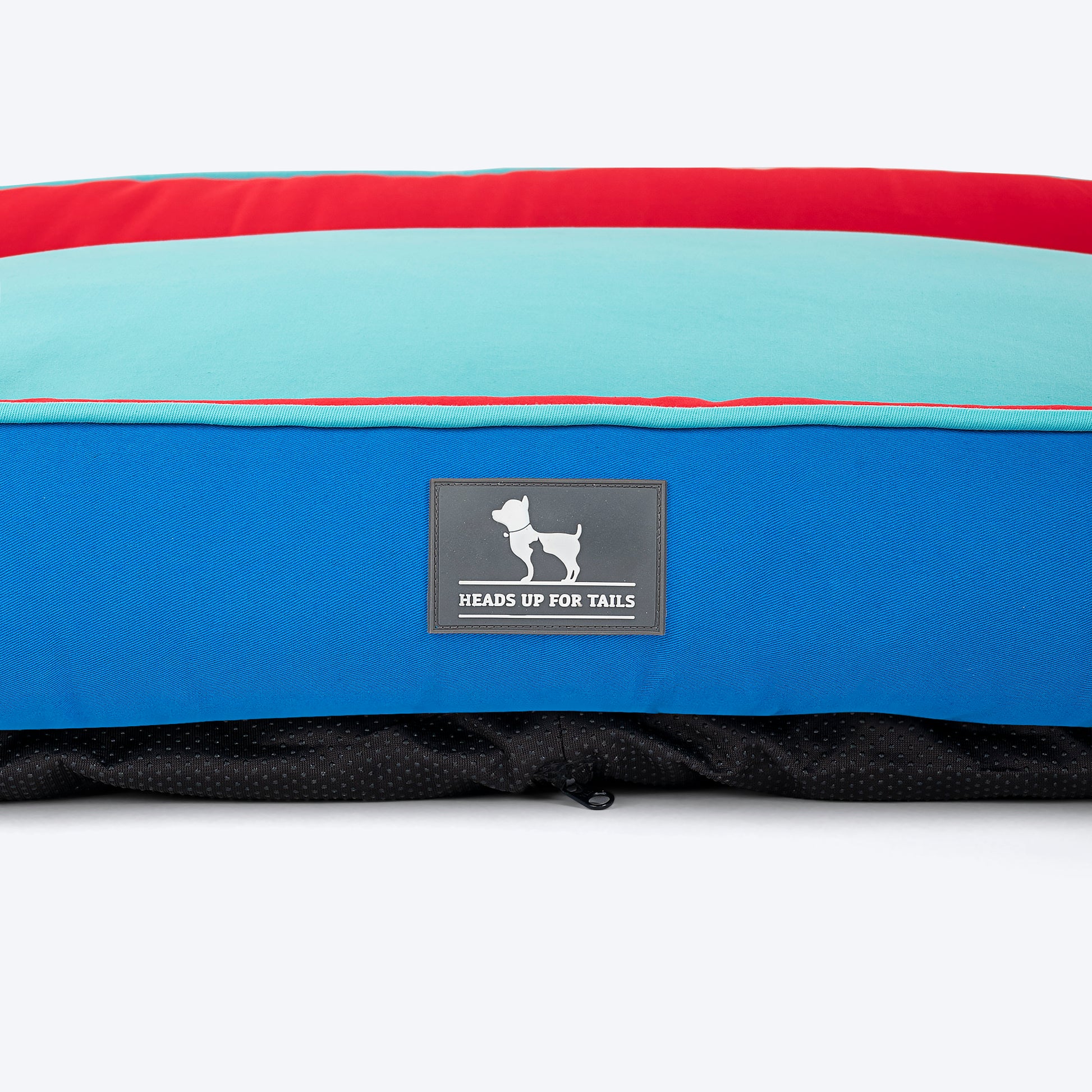 HUFT Classic Lounger Dog Bed - Red & Imperial Blue - Heads Up For Tails