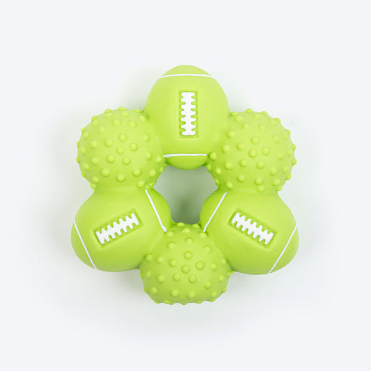 TLC Ring Of Balls Squeaky Chew Toy For Dog - Green