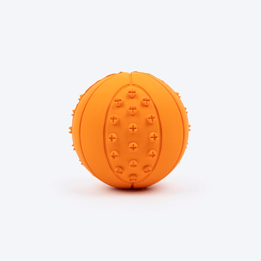 TLC Textured Ball Squeaky Chew Toy For Dog - Orange