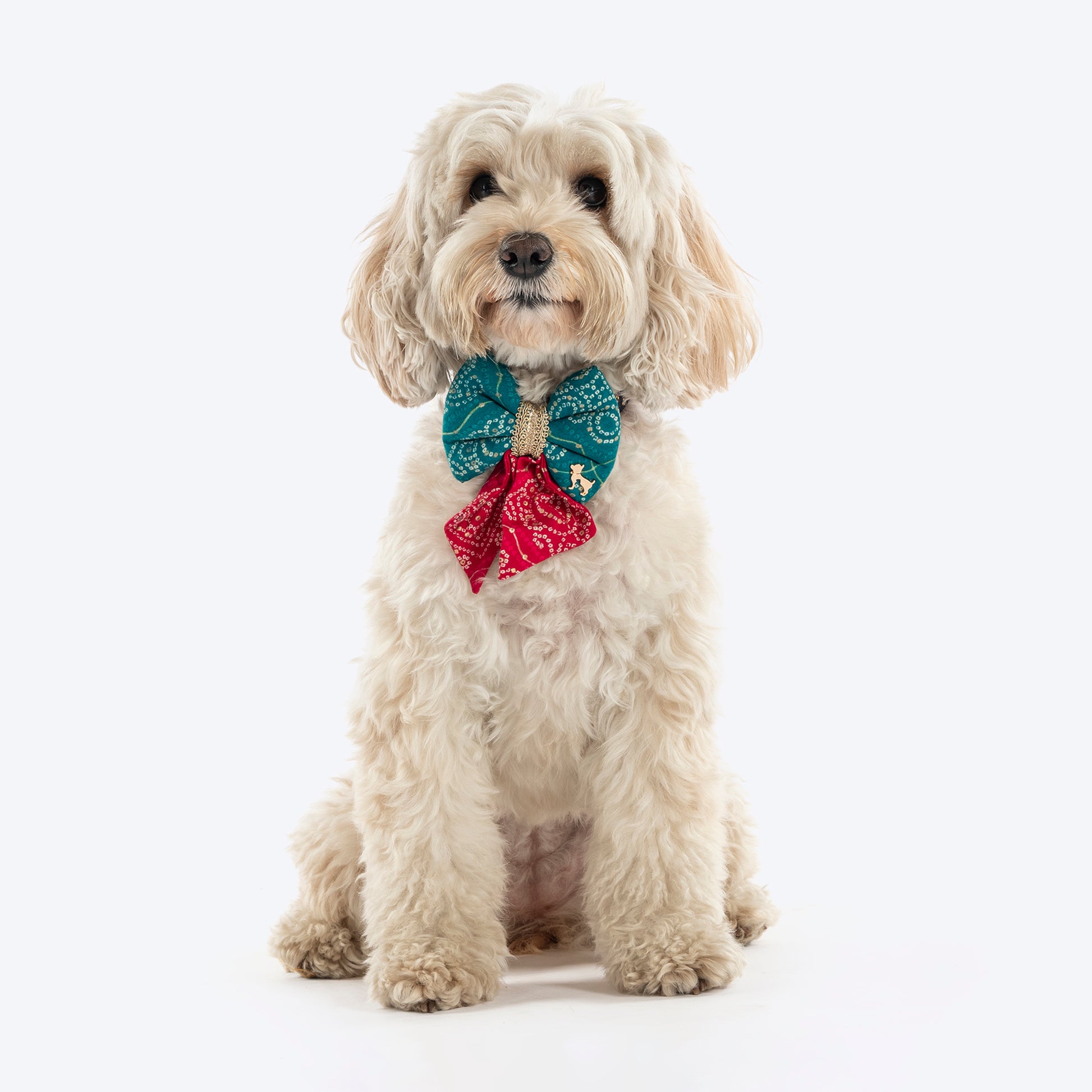 HUFT Rang Biranga Bow Tie For Dog - Green & Pink - Heads Up For Tails
