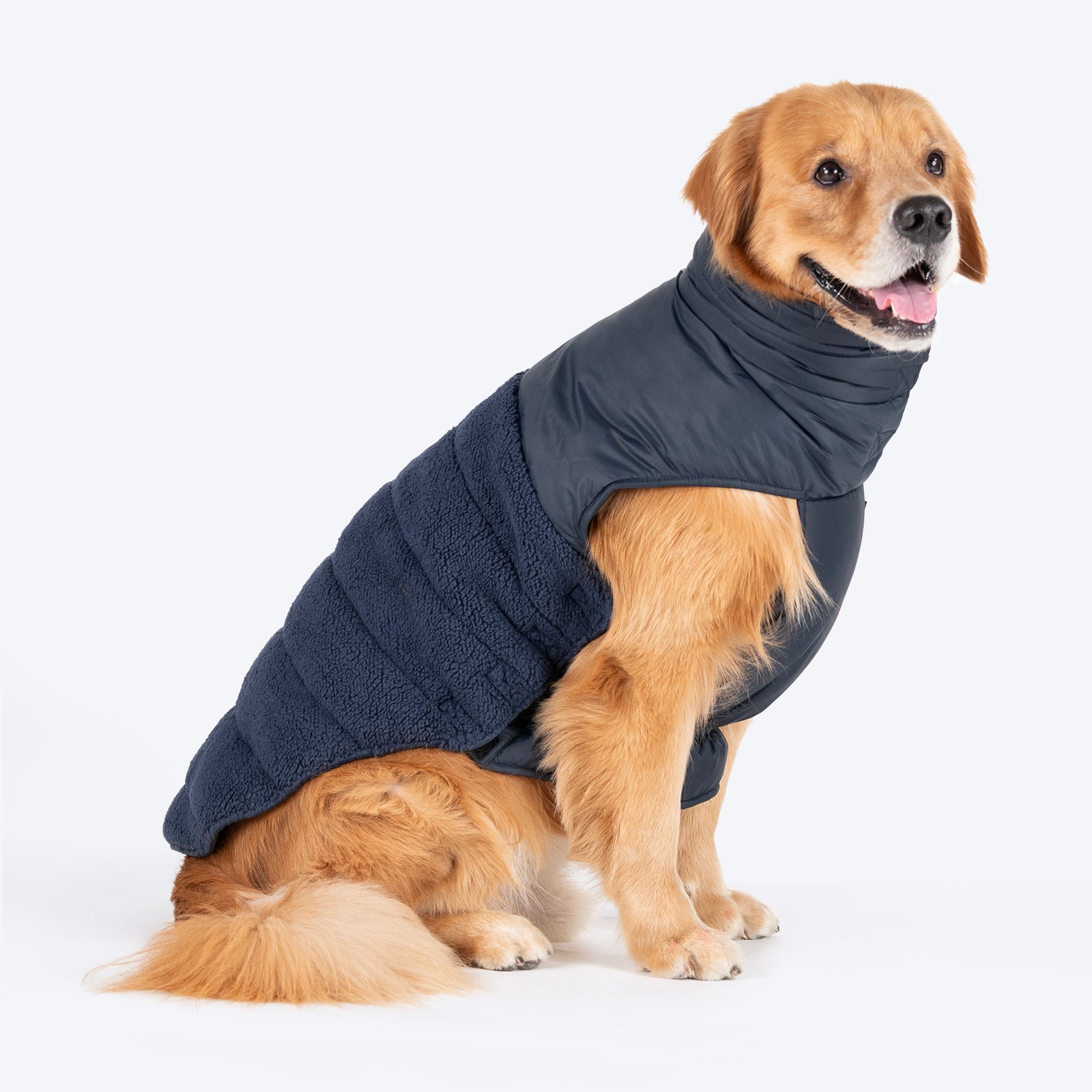 HUFT Cozy Snuggles Puffer Fur Dog Jacket Navy Blue