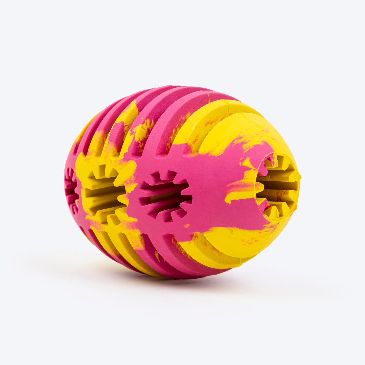 HUFT Ruff Rugby Ball Chew Toy For Dog - Pink & Yellow