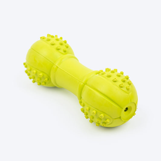 TLC Oval Textured Dumbbell Squeaky Chew Toy For Dog - Green