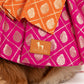 HUFT Customised Desi Diva Doggo Brocade Stitched Saree For Dog & Cat - Pink & Orange