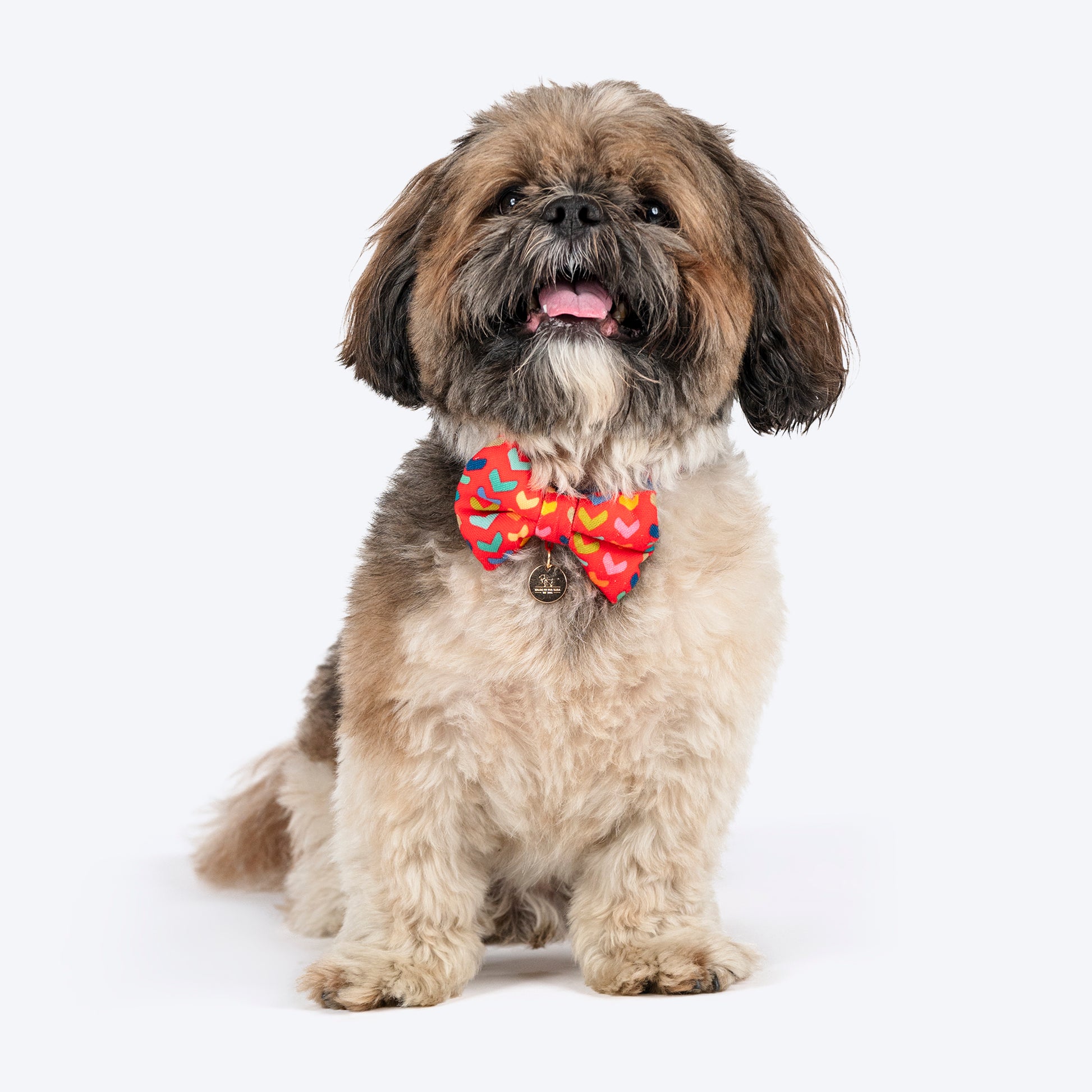 HUFT Heart to Heart Printed Bow Tie for Small Dog - Red - Heads Up For Tails