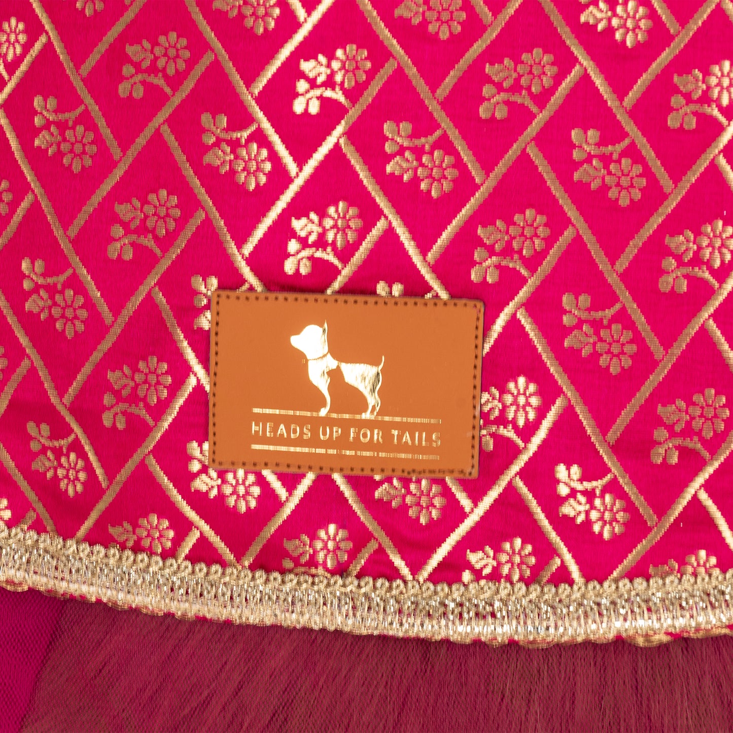 HUFT Customised Petals & Pyaar Brocade Lehenga Dress For Dog - Magenta