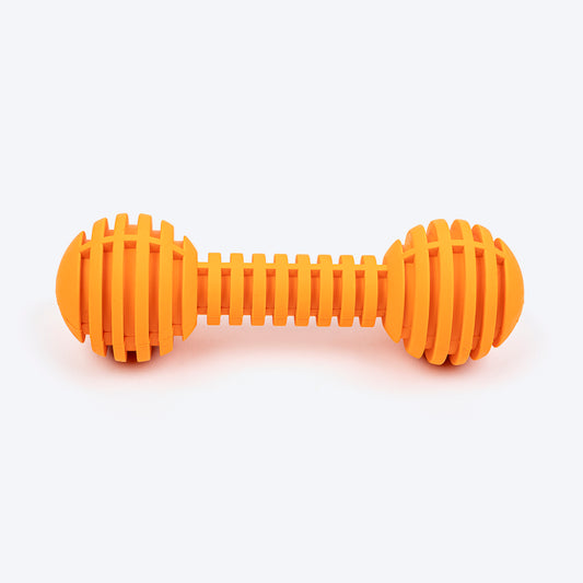 TLC Stripe Textured Dumbbell Chew Toy For Dog - Orange