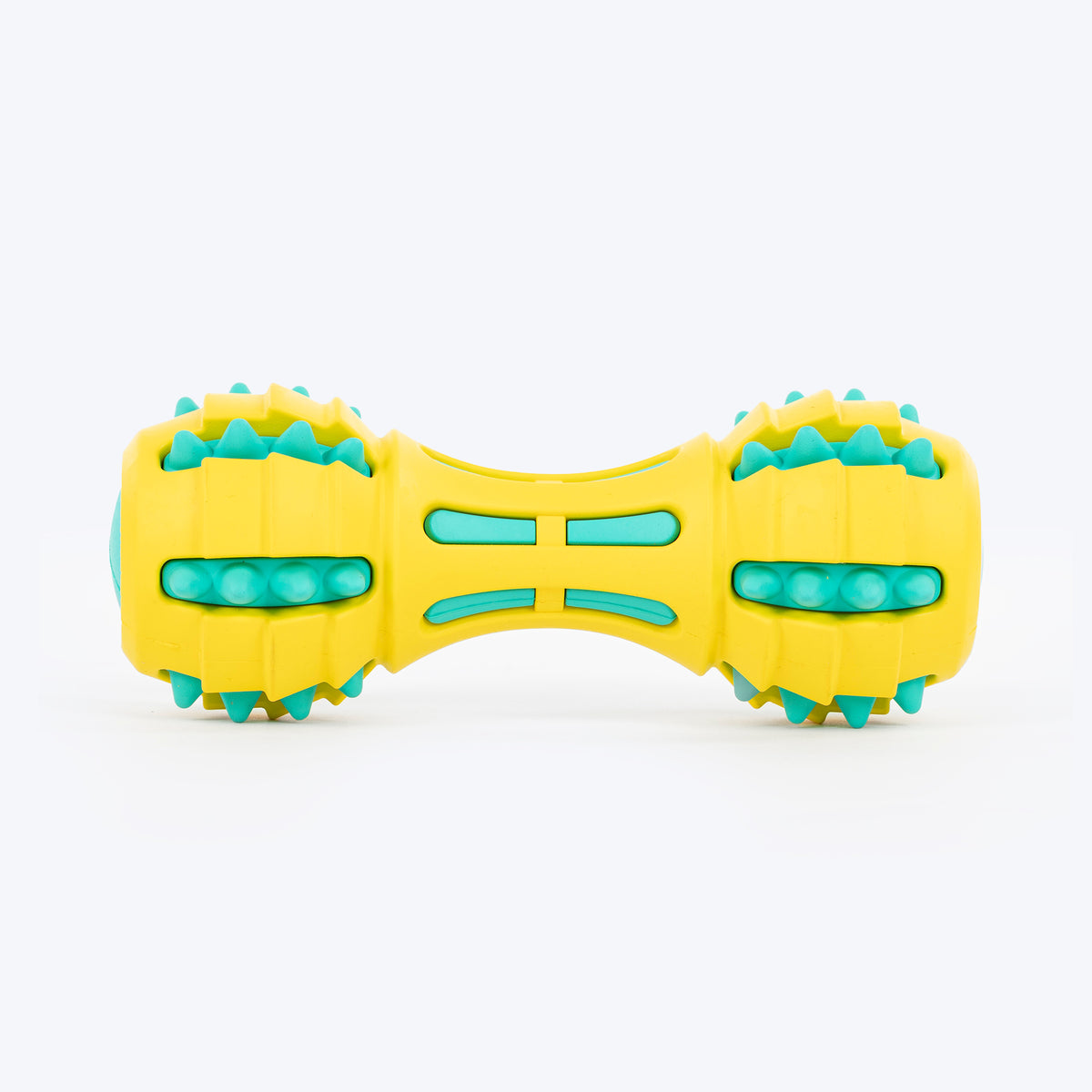 HUFT Spikey Dumbbell Chew Toy For Dog - Yellow & Turquoise