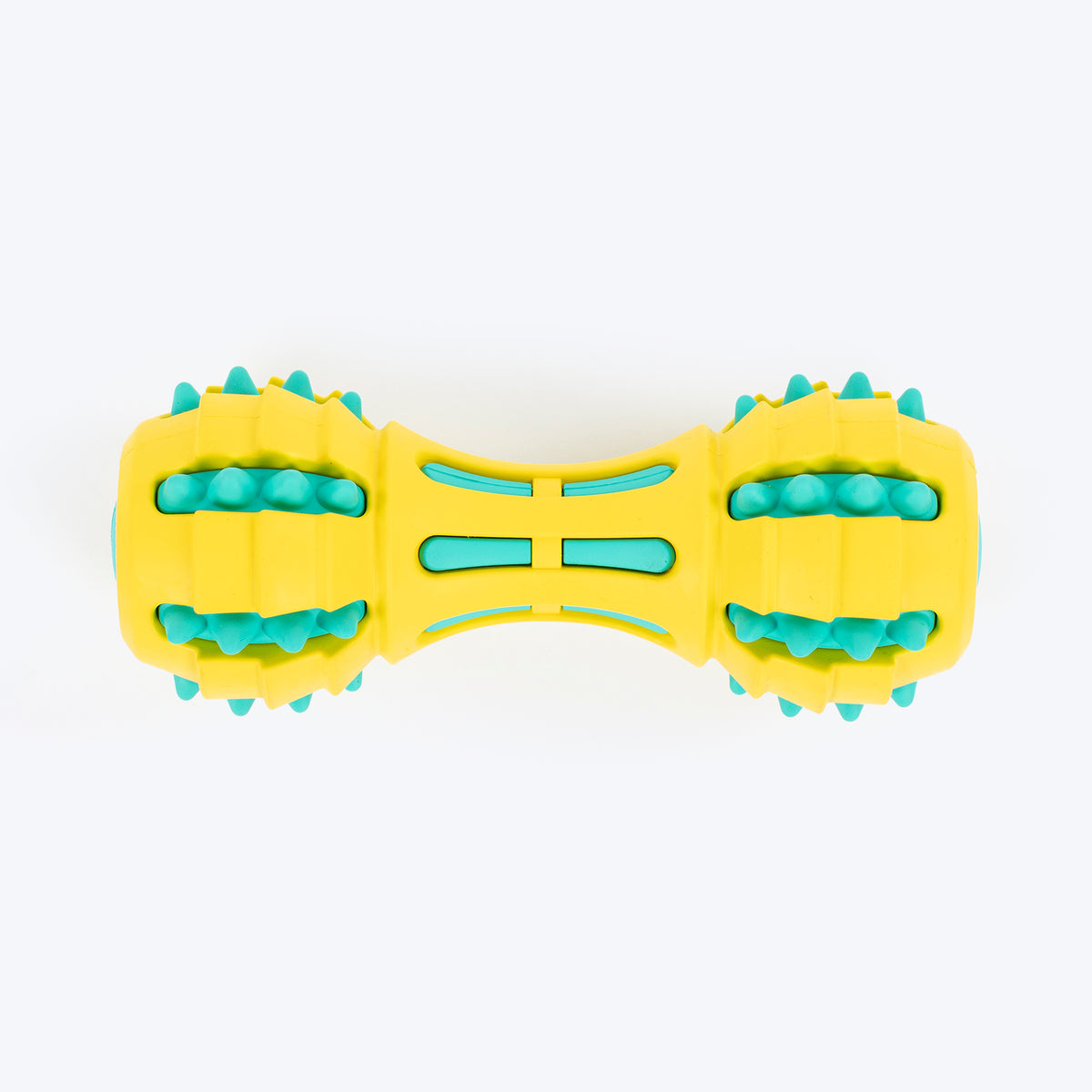HUFT Spikey Dumbbell Chew Toy For Dog - Yellow & Turquoise