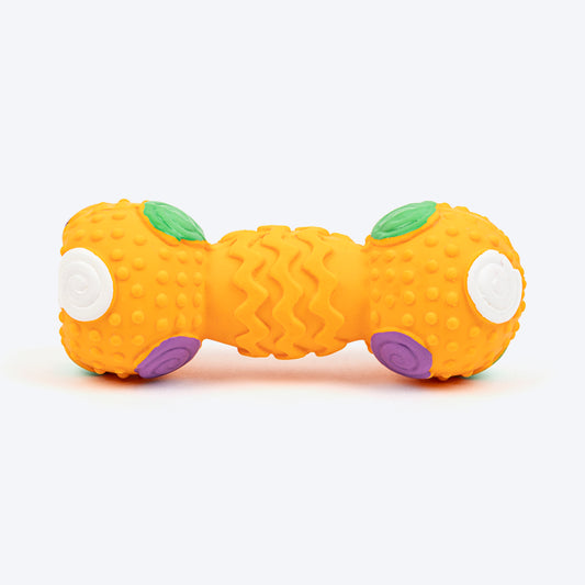 TLC Spiral Dumbbell Squeaky Chew Toy For Dog - Orange