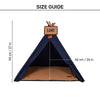 HUFT Personalised Teepee Tent For Dogs and Cats - Navy & Brown - Heads Up For Tails